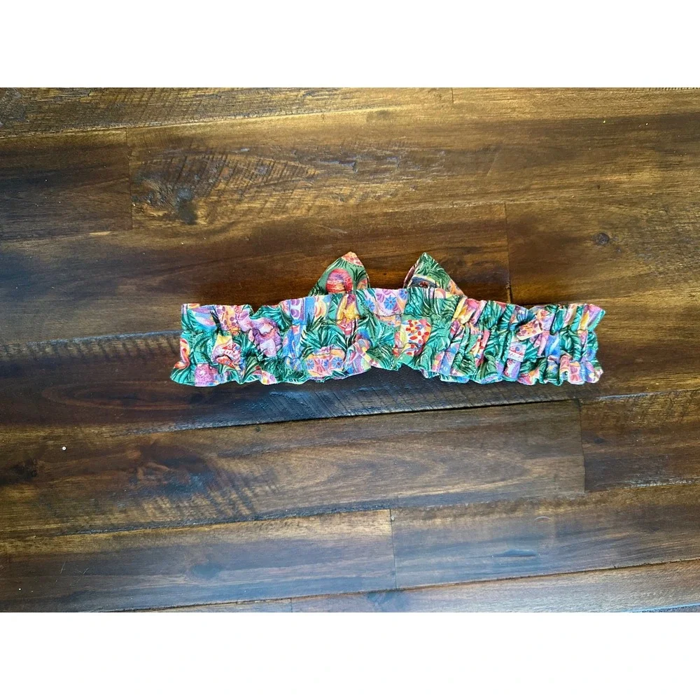 Longaberger Floral Easter Egg Basket Garter Ruffled Bow Accessory Green Pink